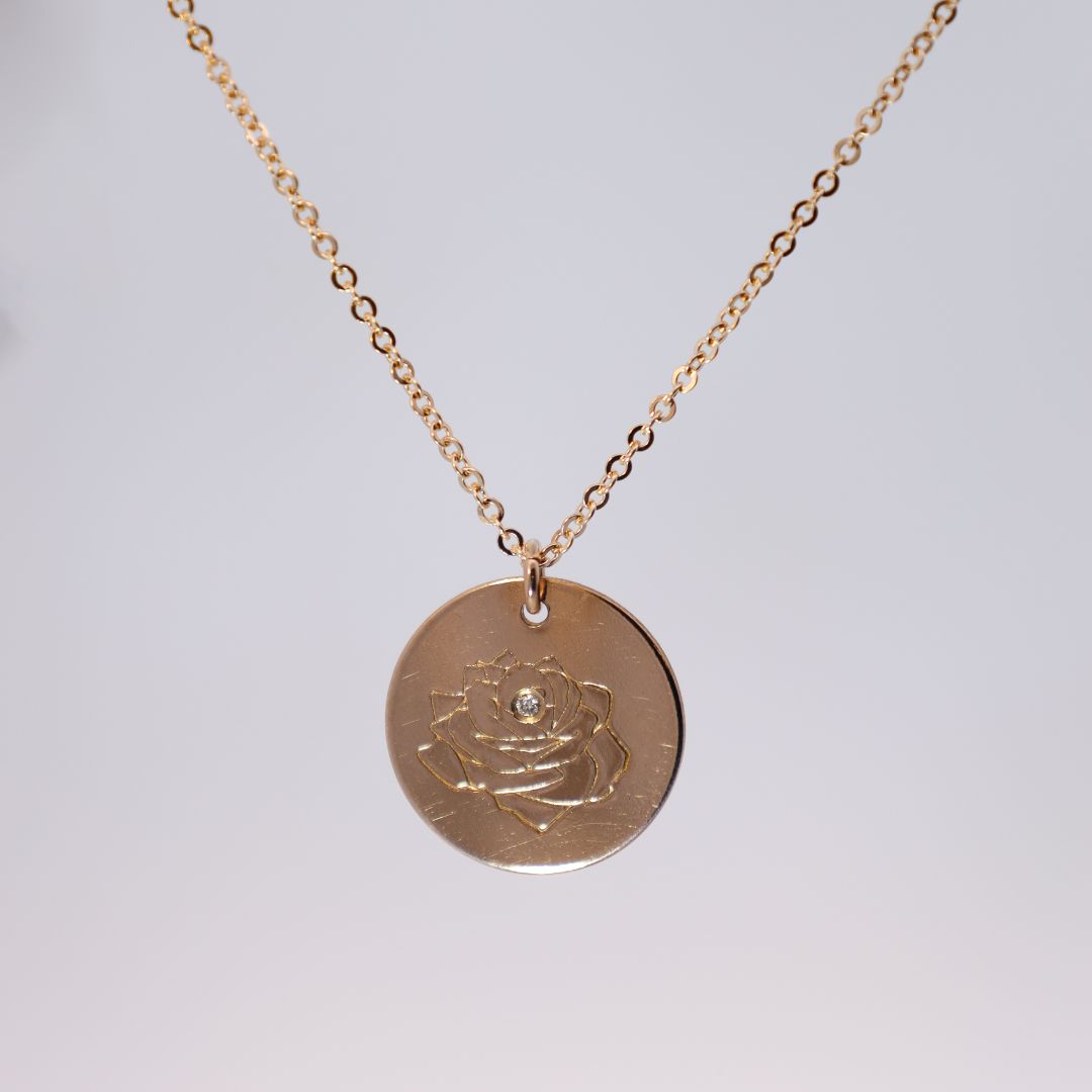 Diamond Birth Flower Necklace