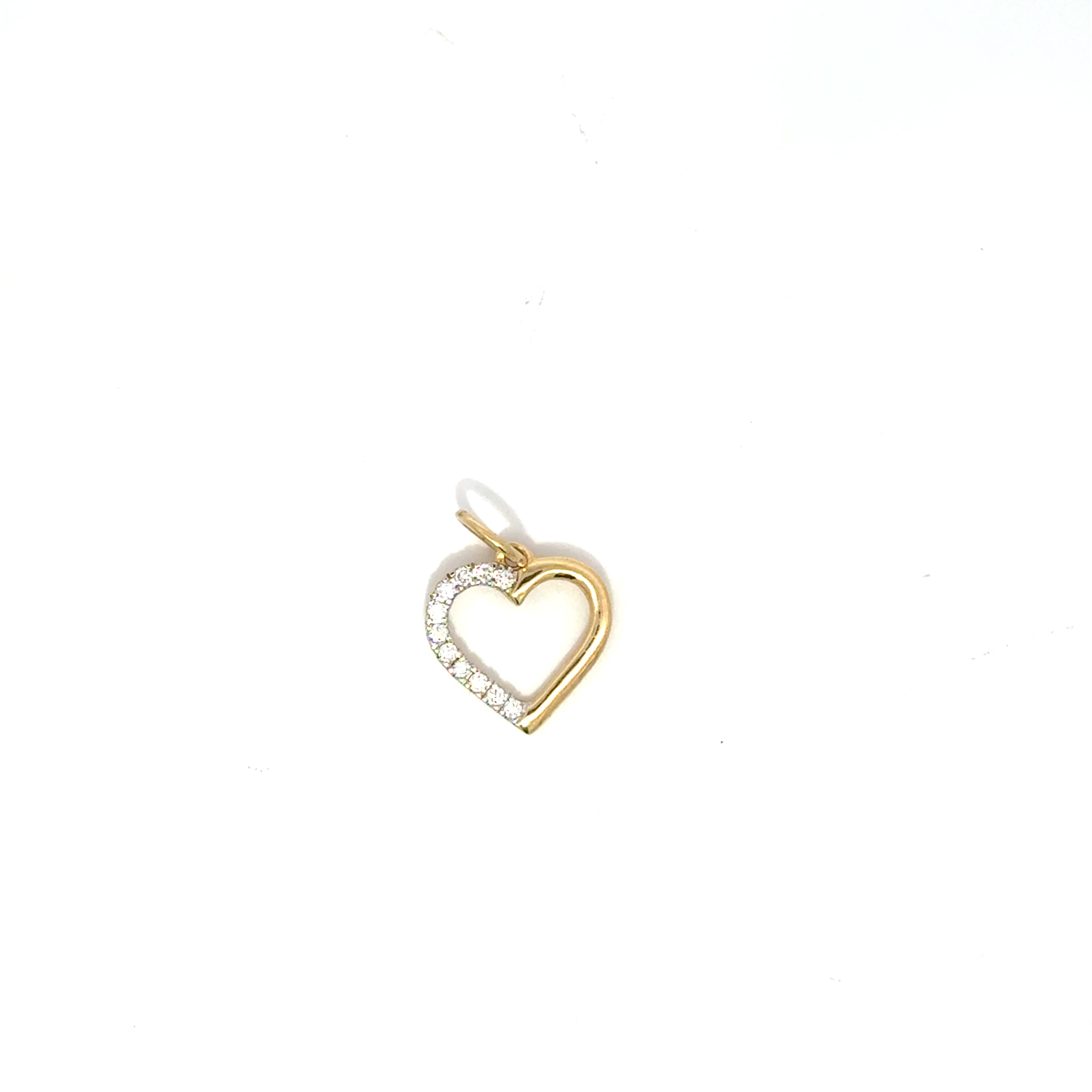 Half Gold Half Diamond Heart Charm