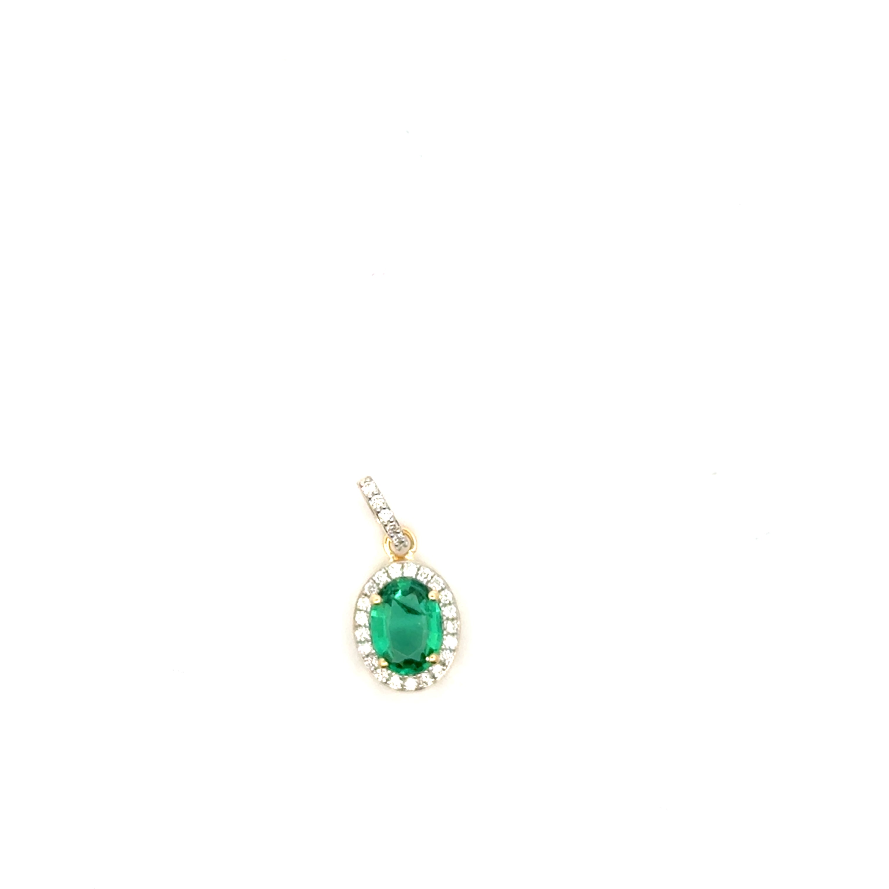 Emerald with Diamond Halo Charm