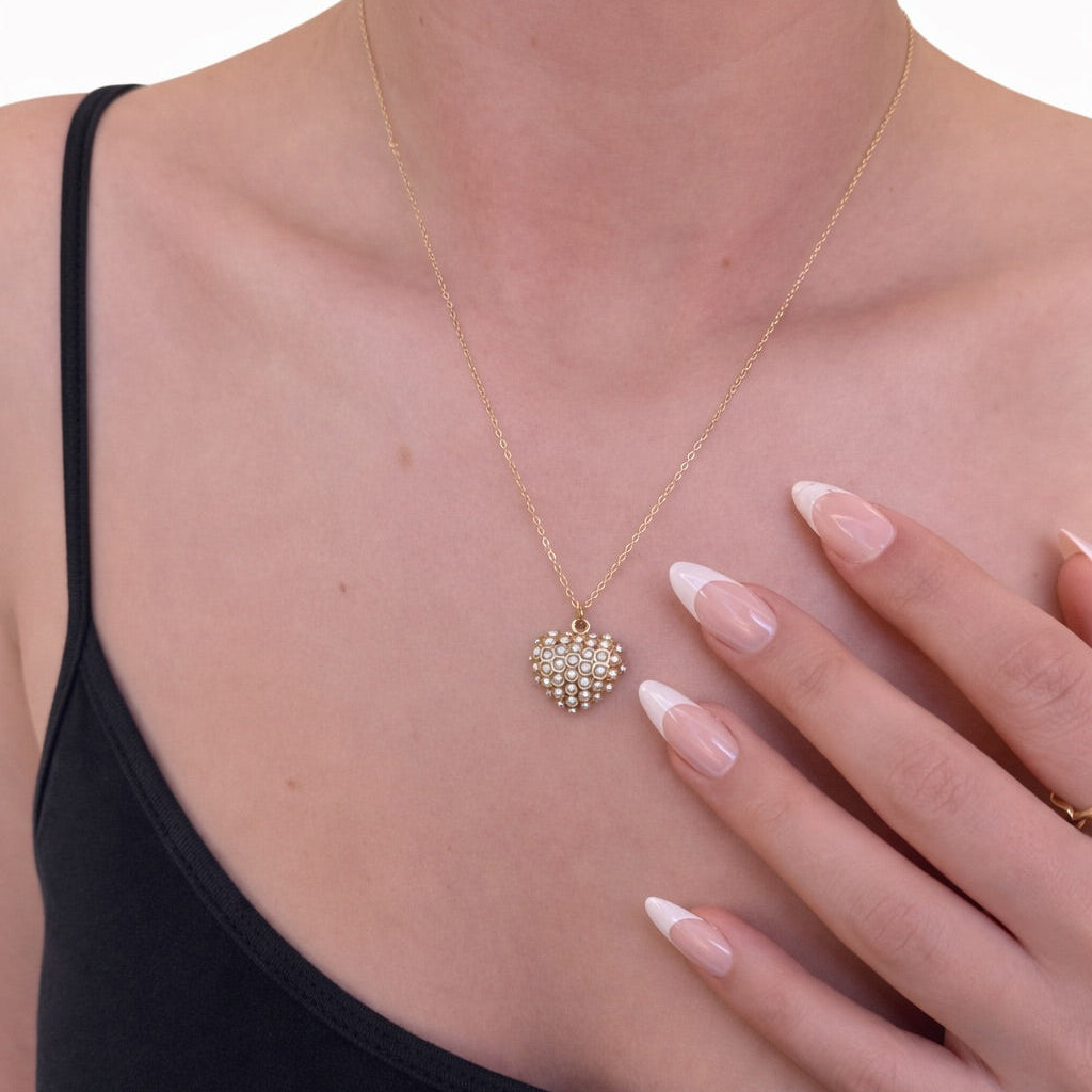 Puffy Pearl Heart Charm