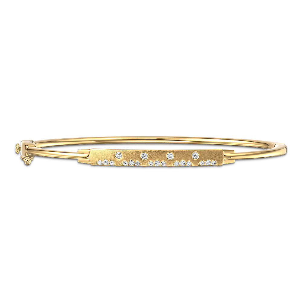 14K Gold Diamond-Set Slim Bar Bangle