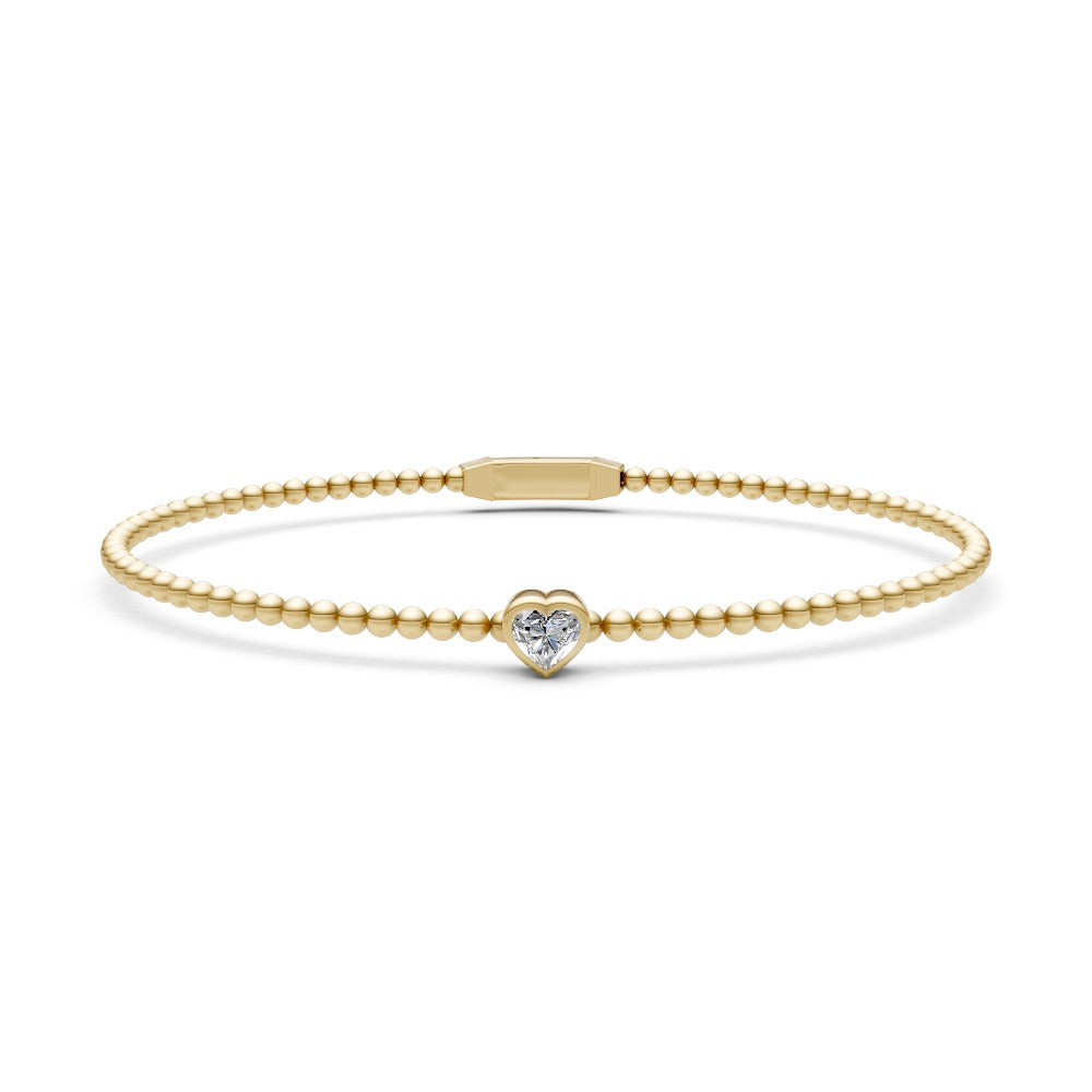 14K Gold Emerald-Accent Petite Oval Bangle
