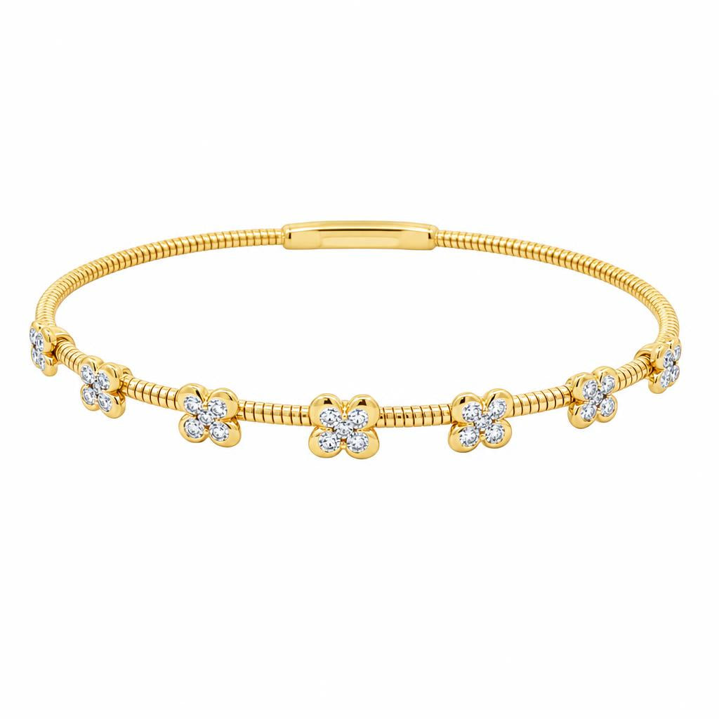 14K Gold Emerald Station Oval Bangle