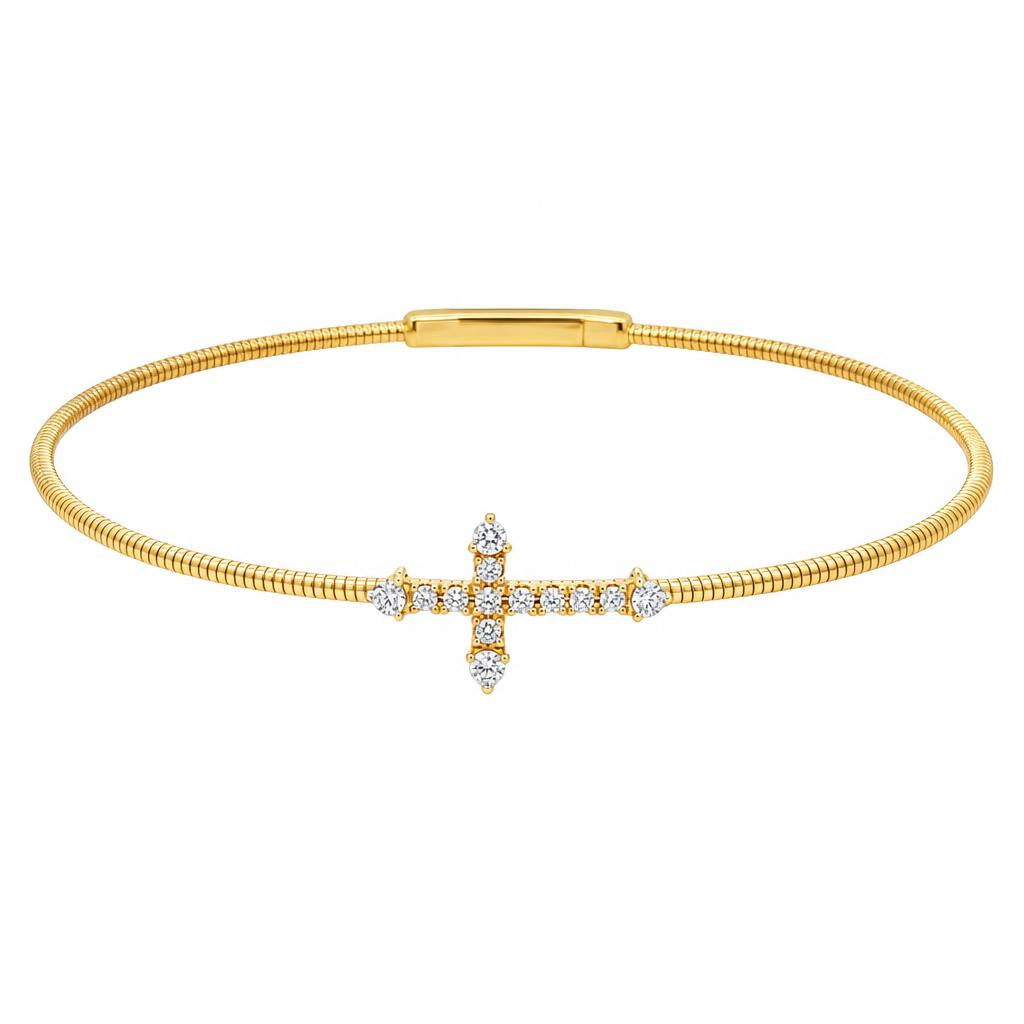 14K Gold Petite Diamond Solitaire Bangle
