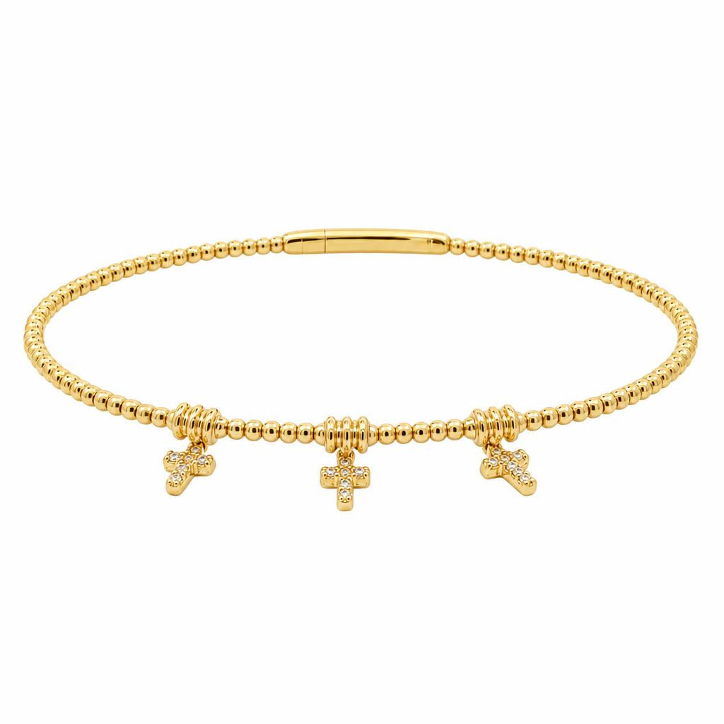 14K Gold Diamond Drop Station Bangle
