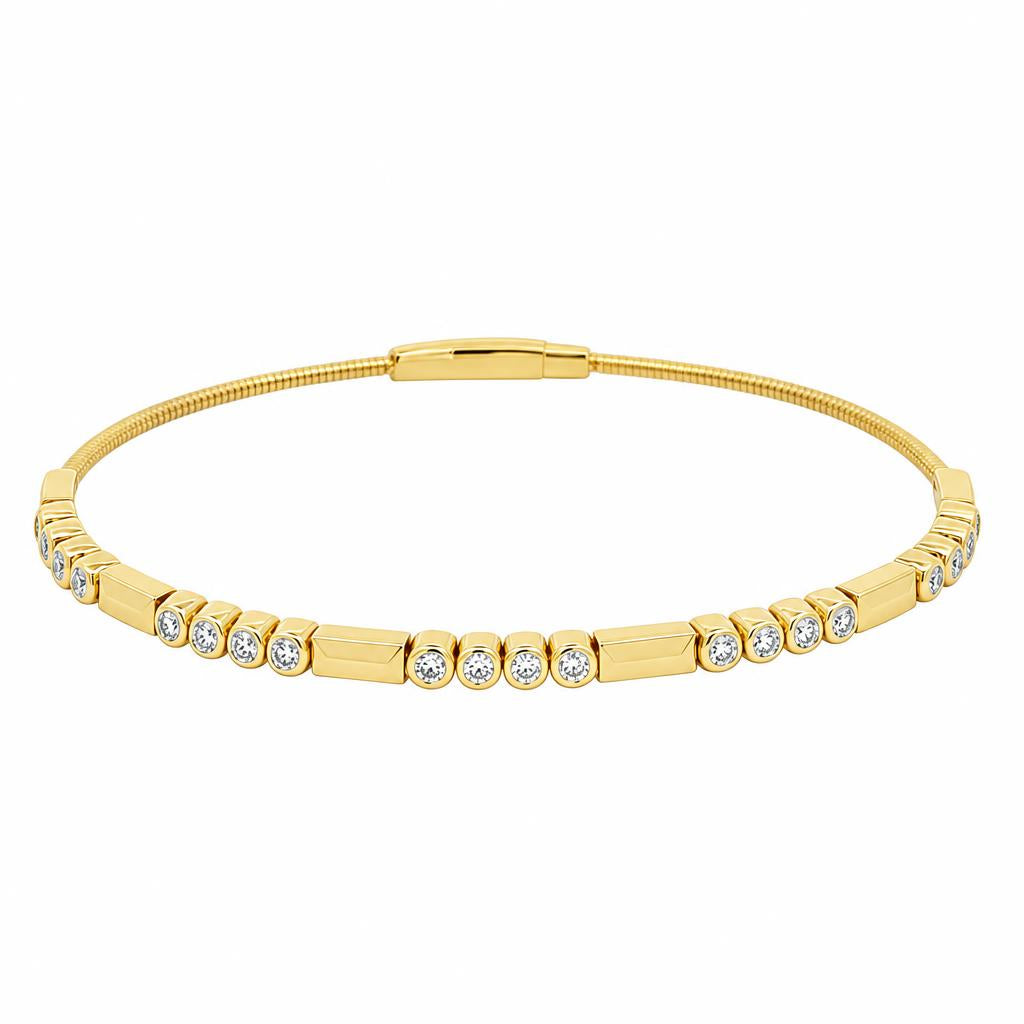 14K Gold Diamond-Trimmed Slim Bangle