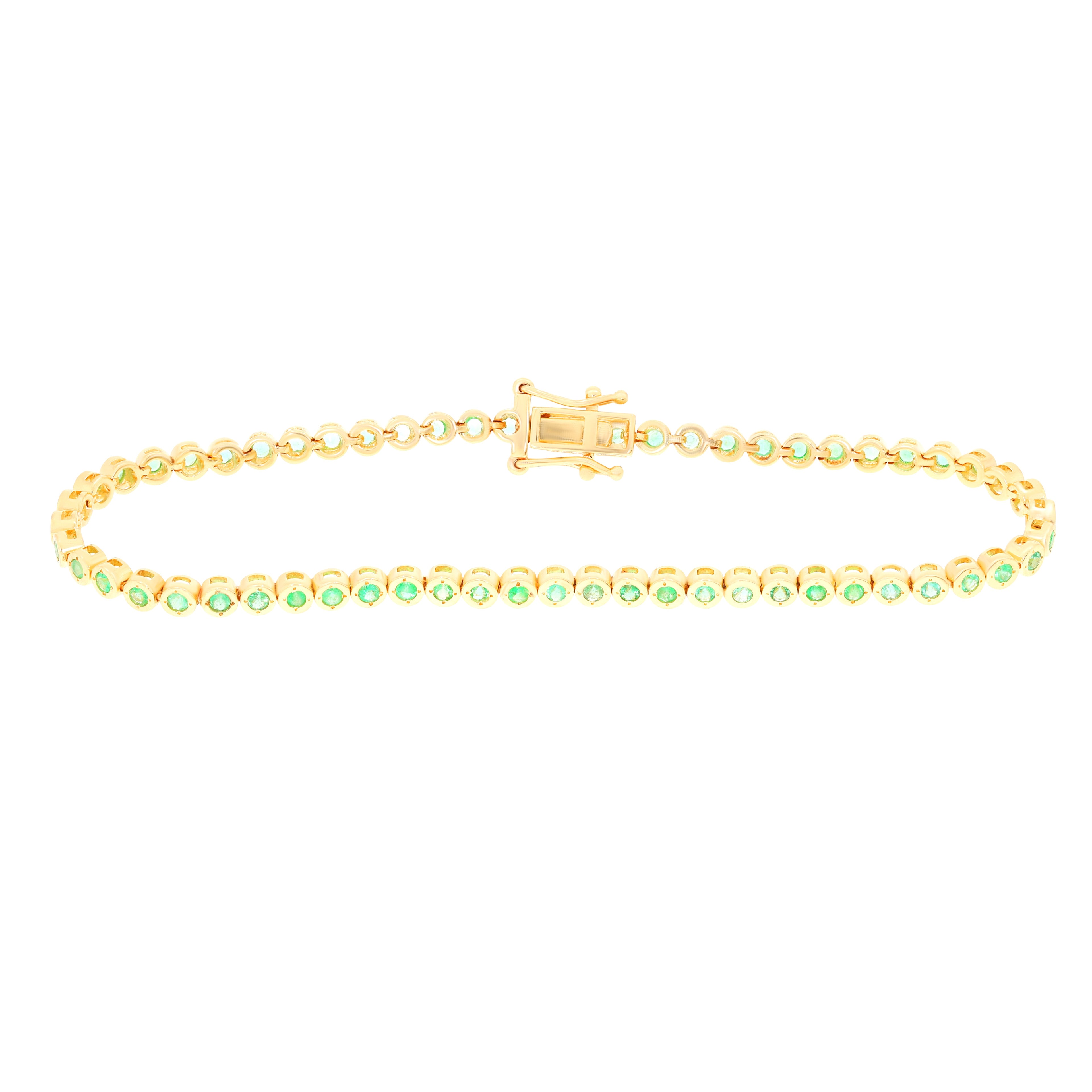 14k Bezel Set Emerald Bracelet
