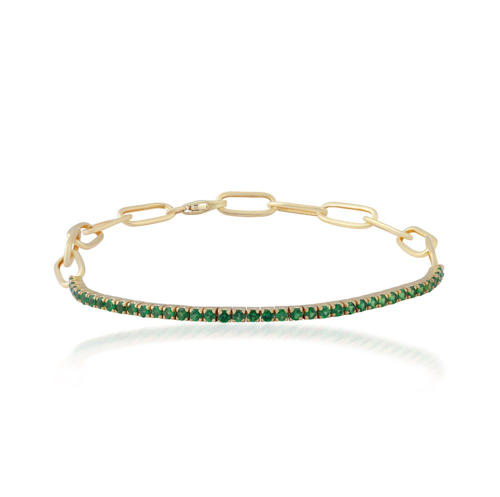 14K Gold Green Tsavorite Bead Bracelet