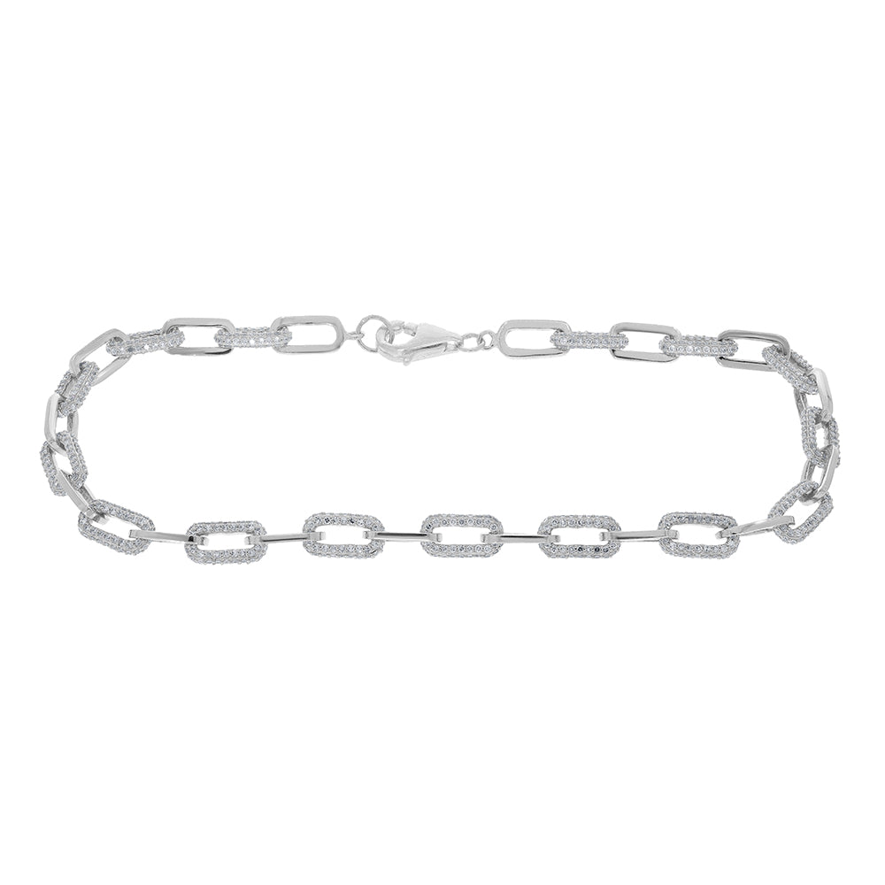 14kwg Alternating Diamond Link Bracelet