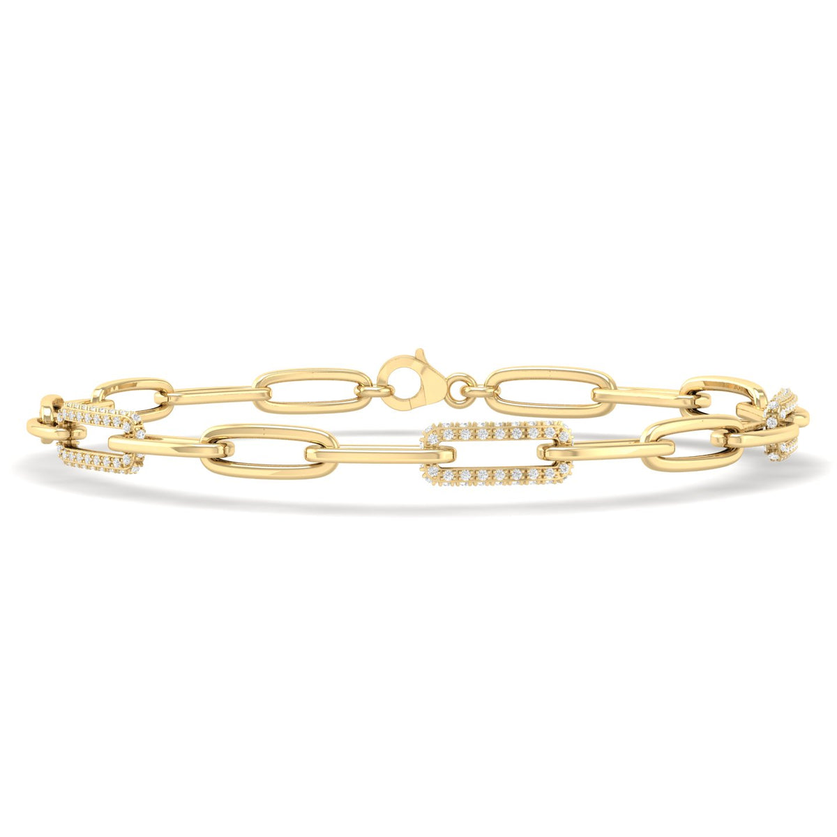 14K Gold Diamond Accent Oval Link Bracelet