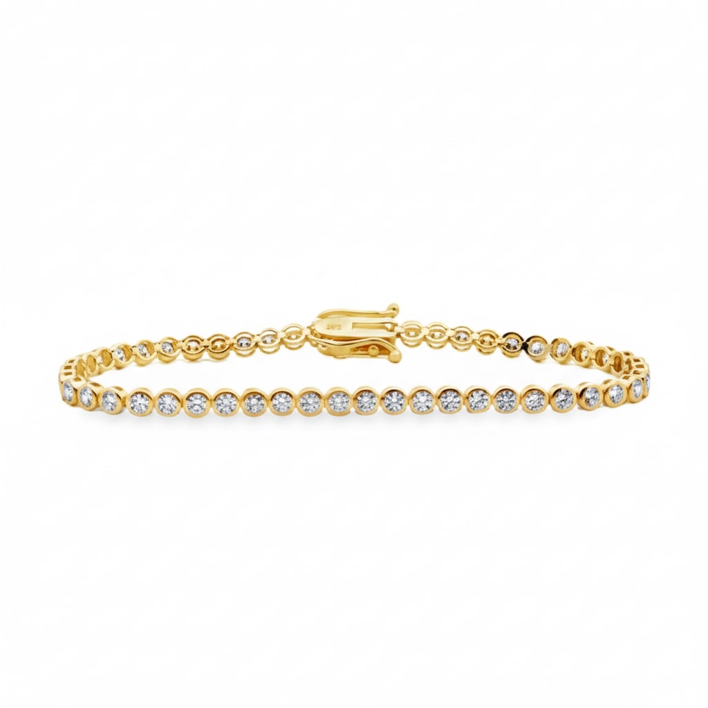 14K YG Diamond Bracelet 6.5", 51 Round Diamond 2.485 CTW