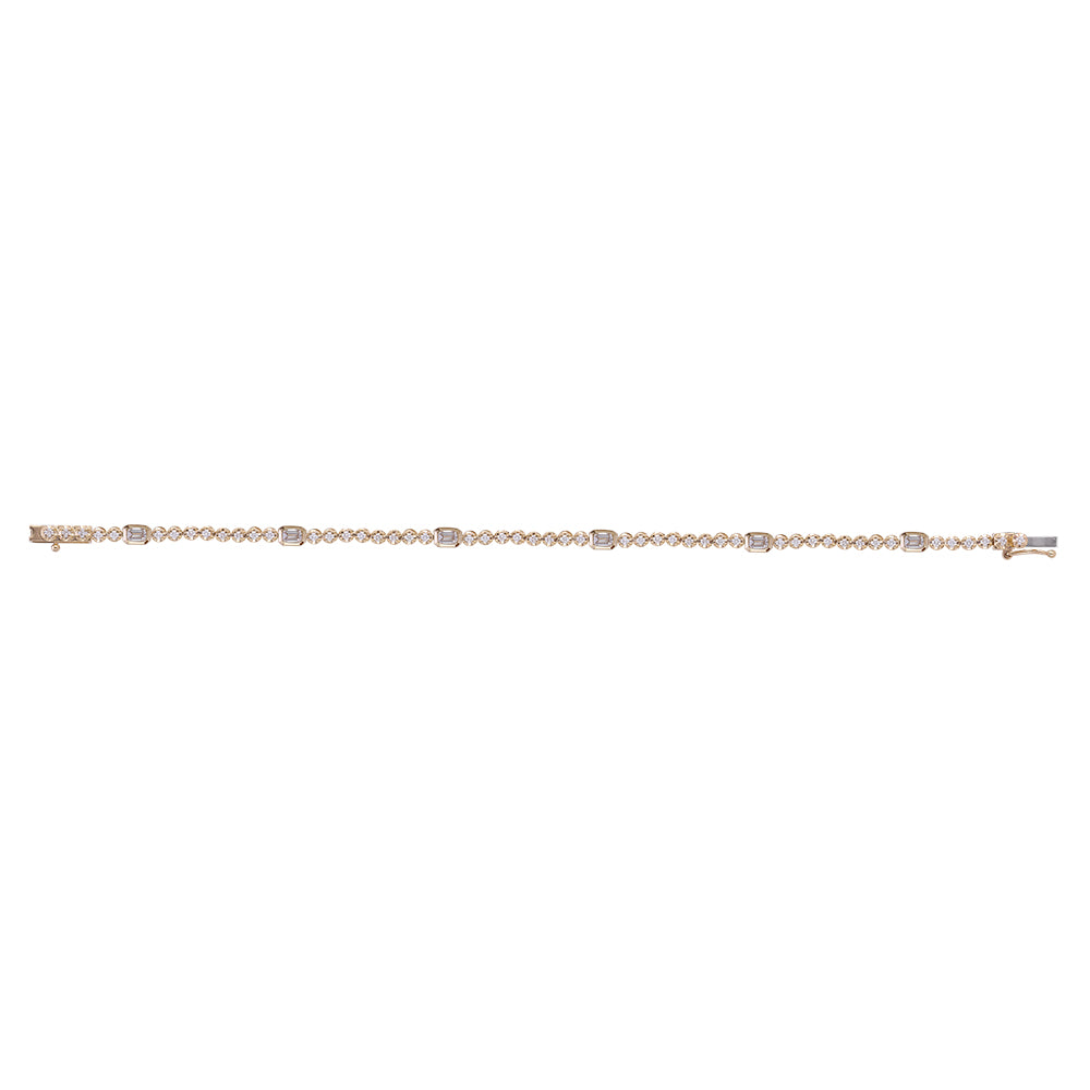 Round & Emerald Diamond Tennis Bracelet