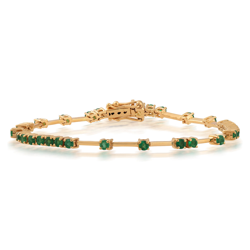 14K Gold Emerald & Gold Bead Bracelet