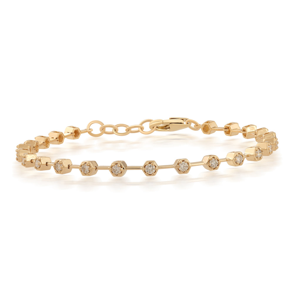 14K Gold Diamond Bead-Set Tennis Bracelet