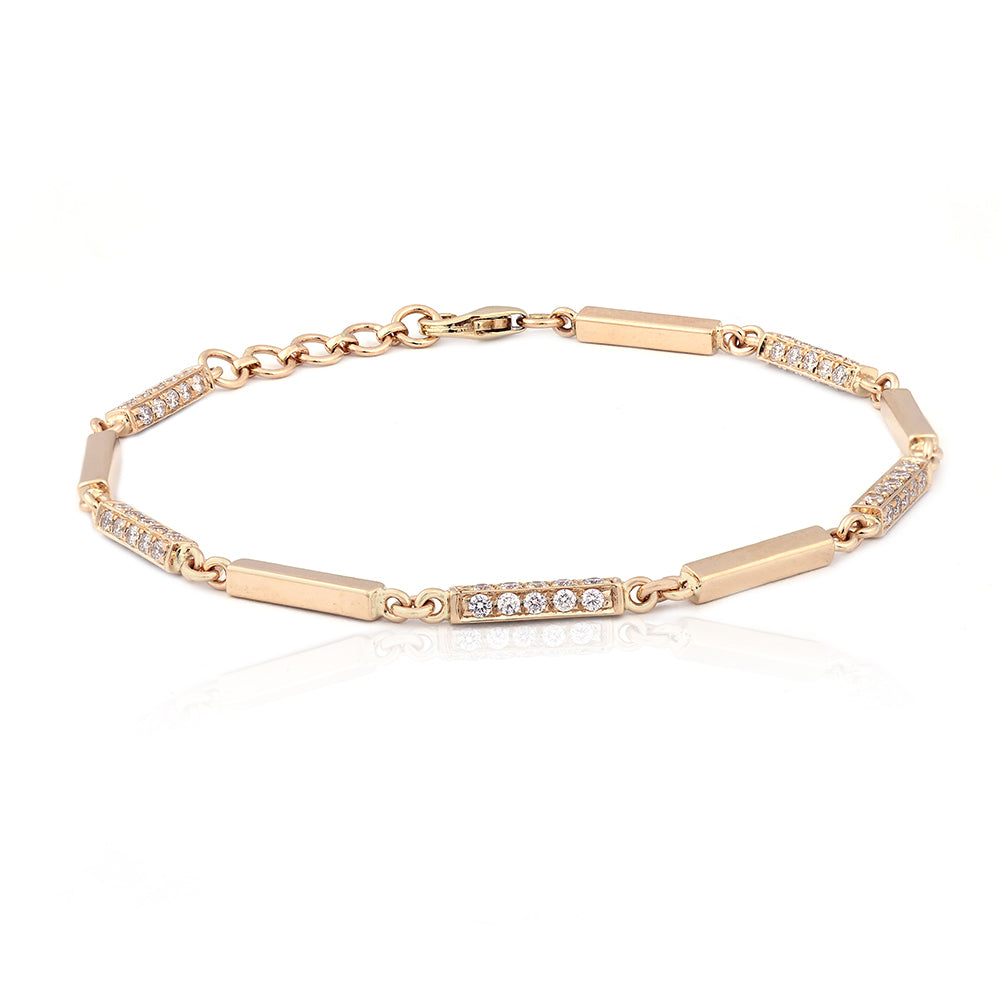 14K Yellow Gold Diamond Bar Bracelet