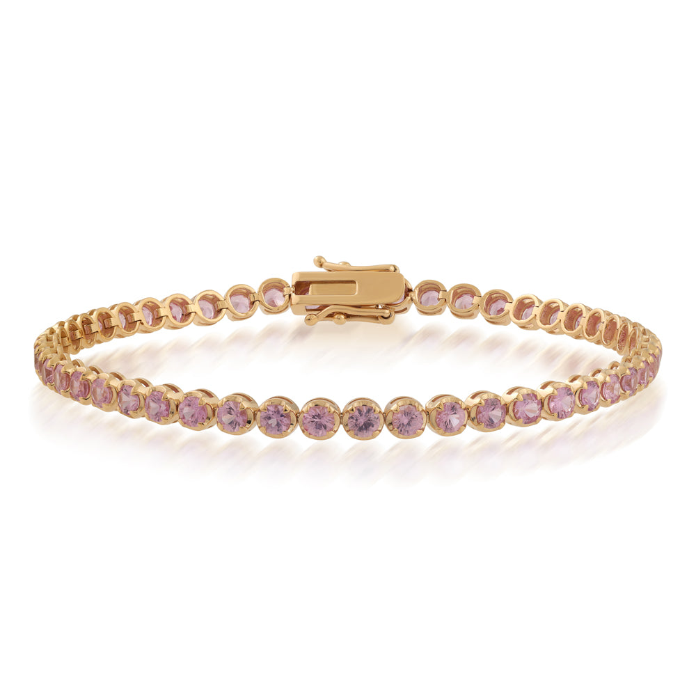 14K Gold Pink Sapphire Tennis Bracelet