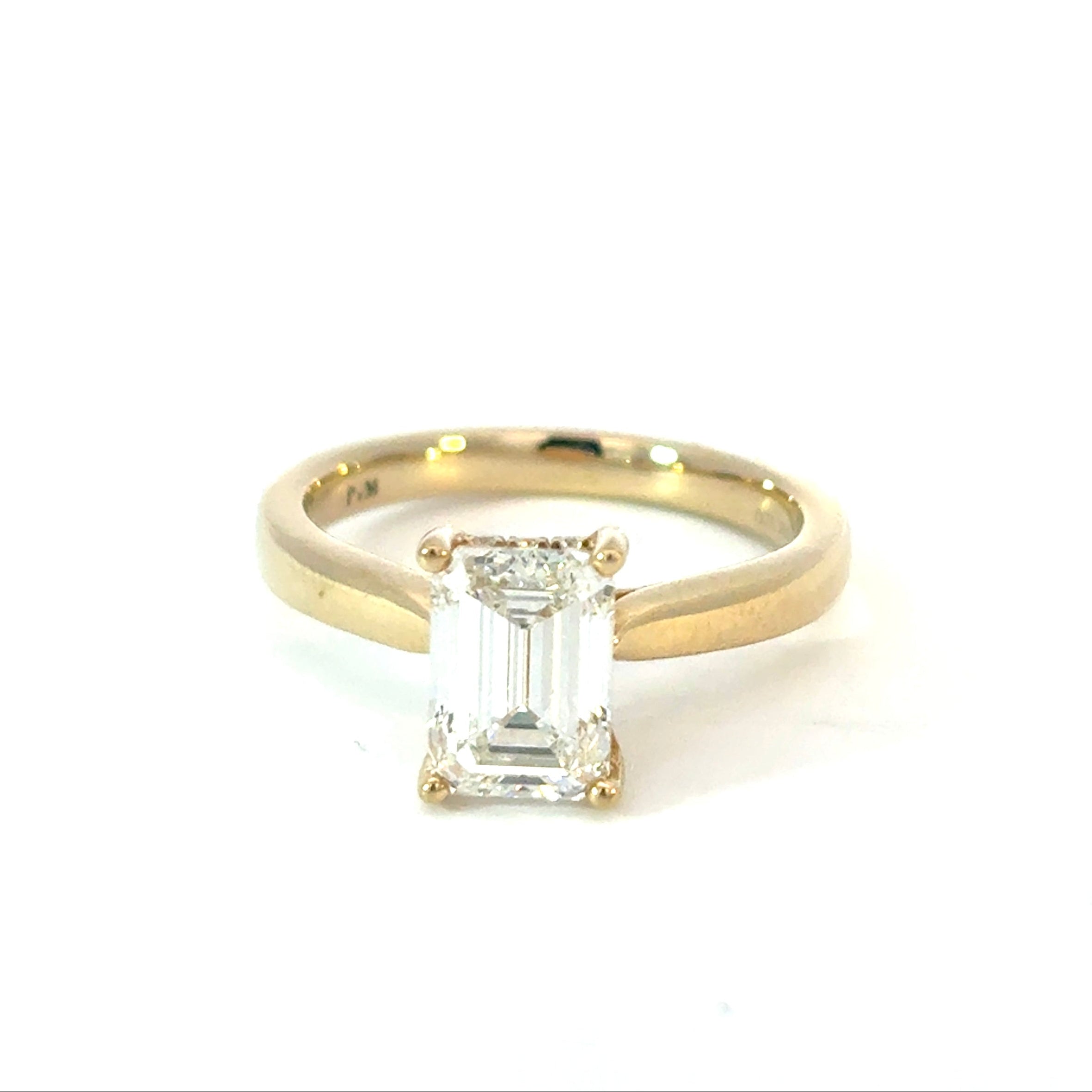 Emerald Cut Diamond Engagement Ring with Hidden Halo