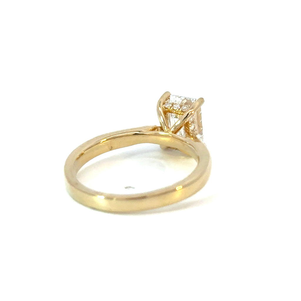 Emerald Cut Diamond Engagement Ring with Hidden Halo