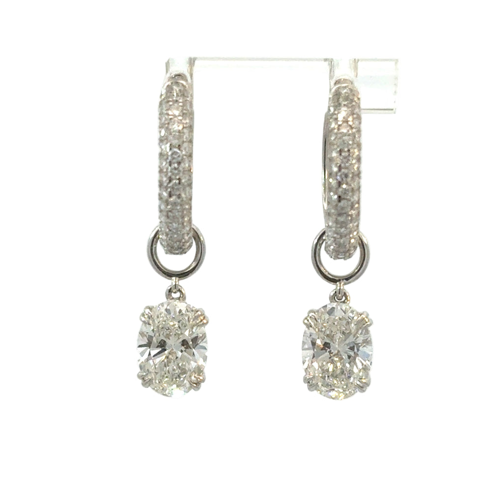 Pave Diamond Huggies with Oval Cut Drop