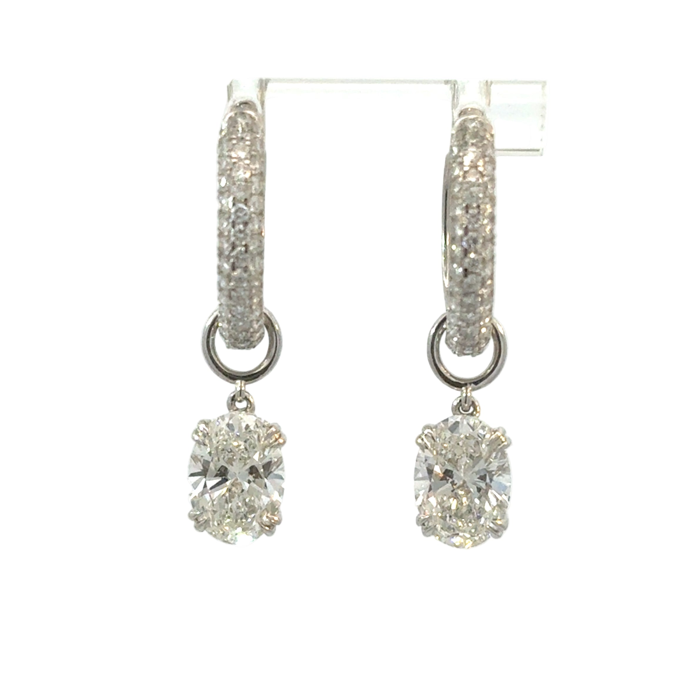 Pave Diamond Huggies with Oval Cut Drop