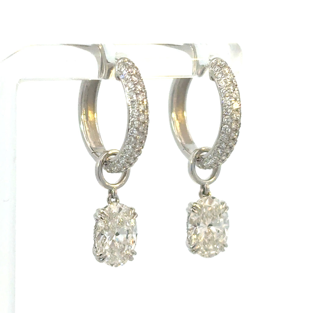 Pave Diamond Huggies with Oval Cut Drop