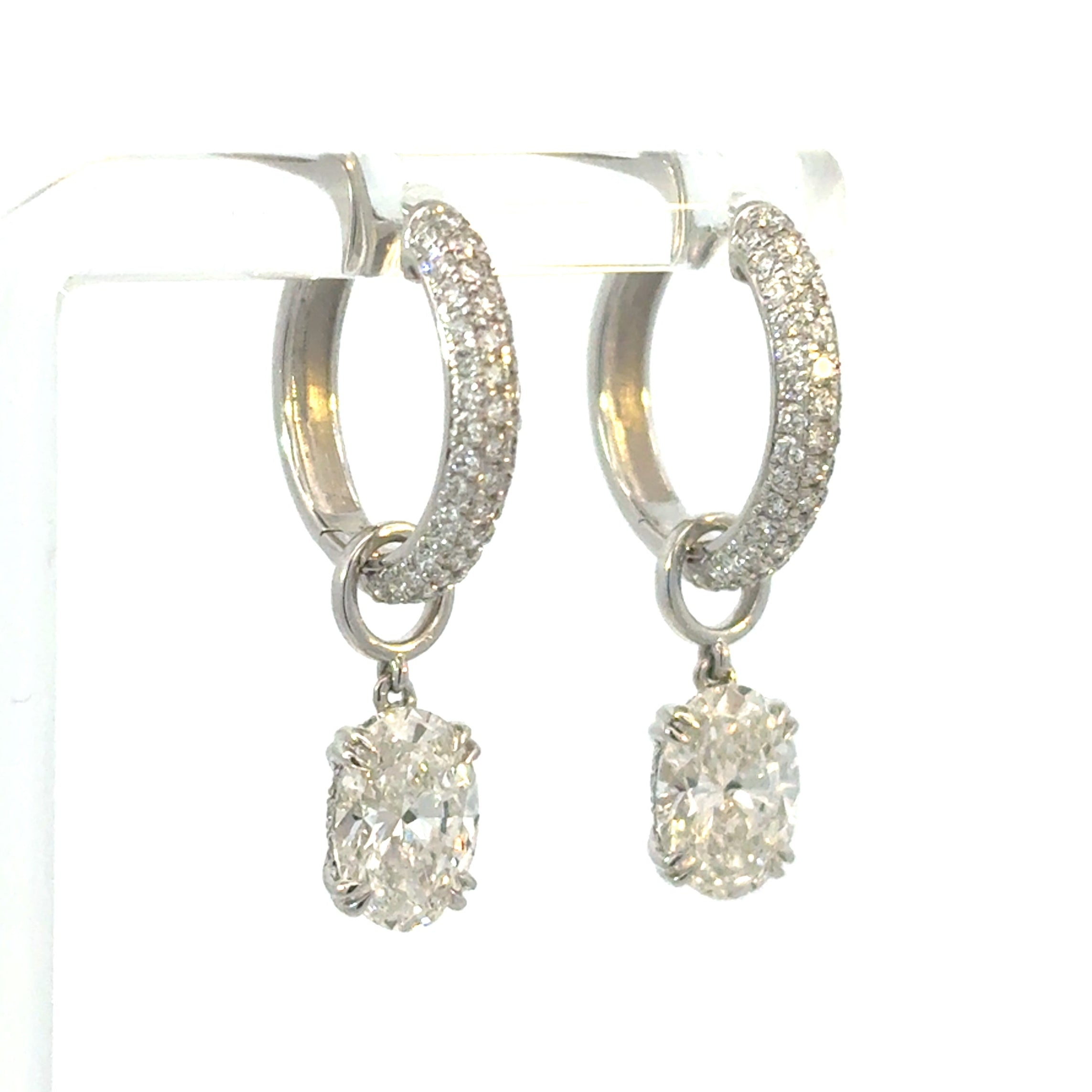 Pave Diamond Huggies with Oval Cut Drop