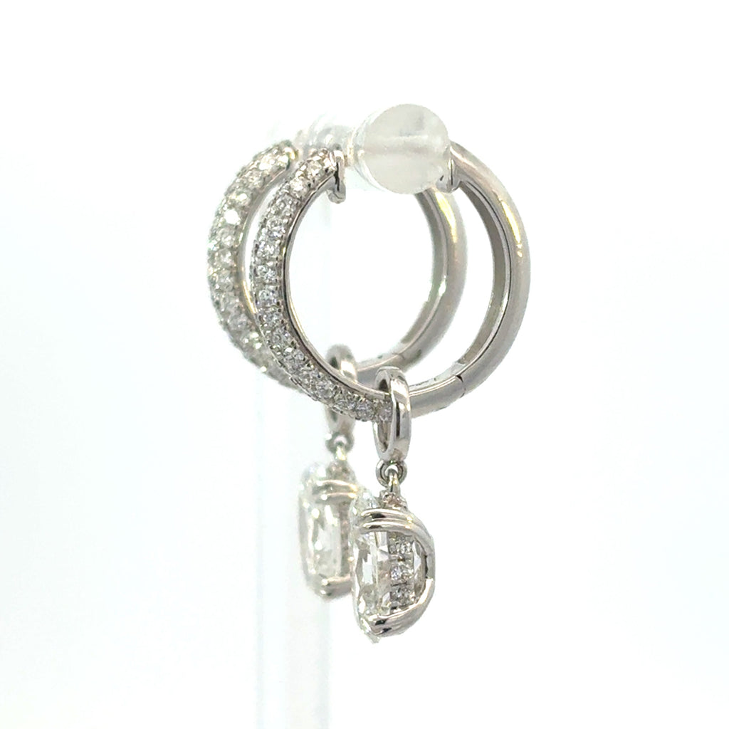 Pave Diamond Huggies with Oval Cut Drop