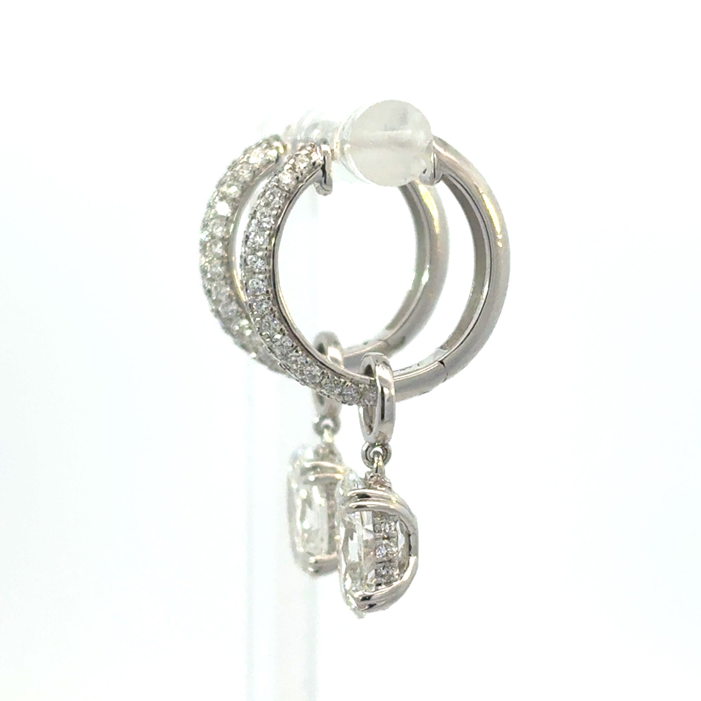 Pave Diamond Huggies with Oval Cut Drop