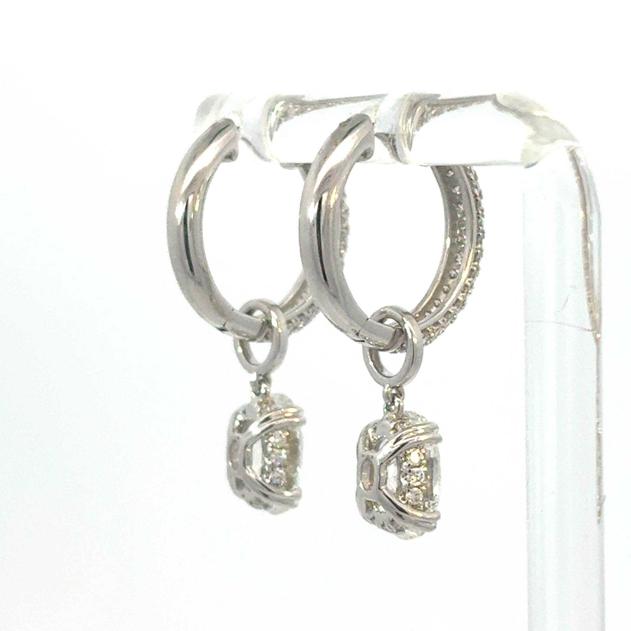 Pave Diamond Huggies with Oval Cut Drop