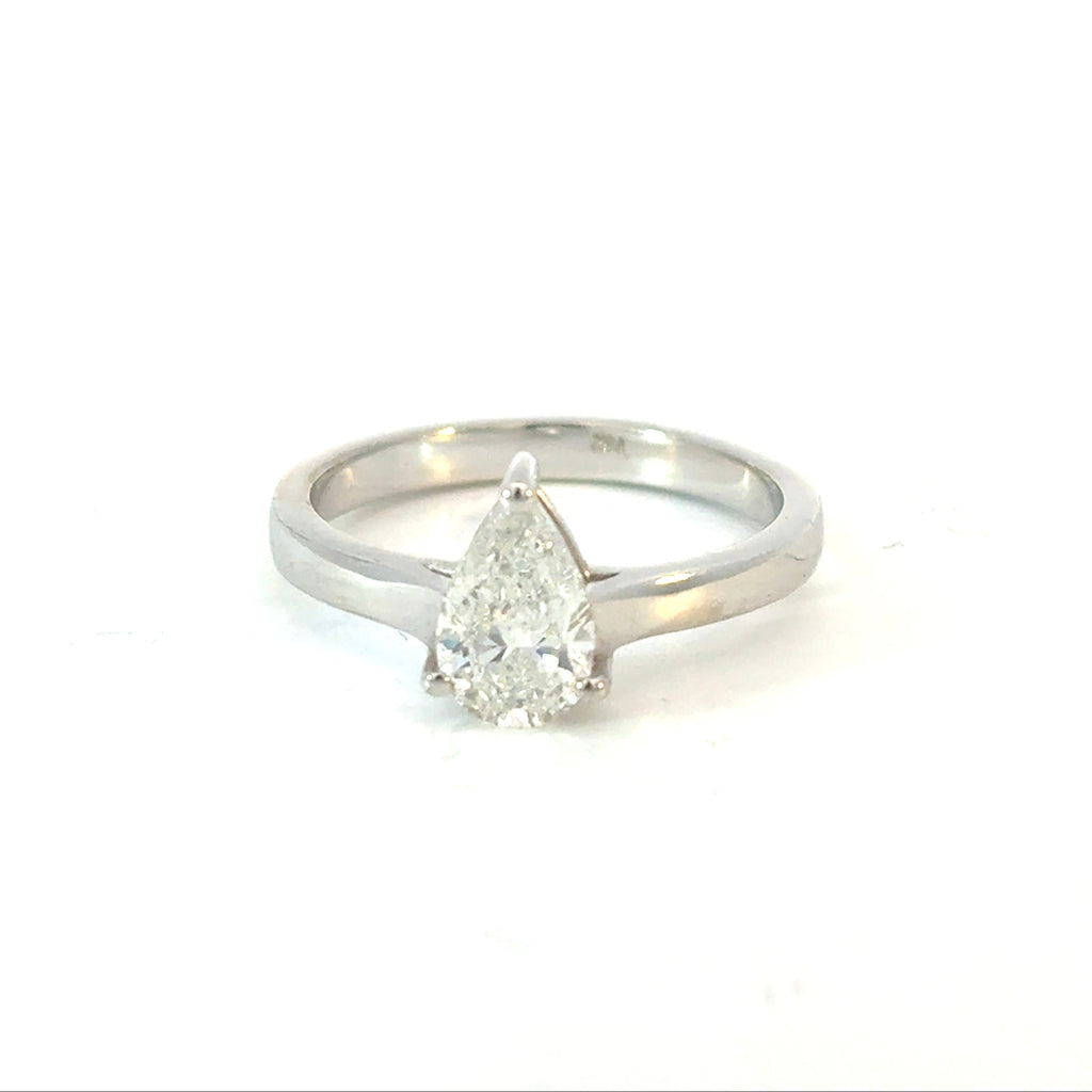 Pear Cut Diamond Solitaire Engagement Ring