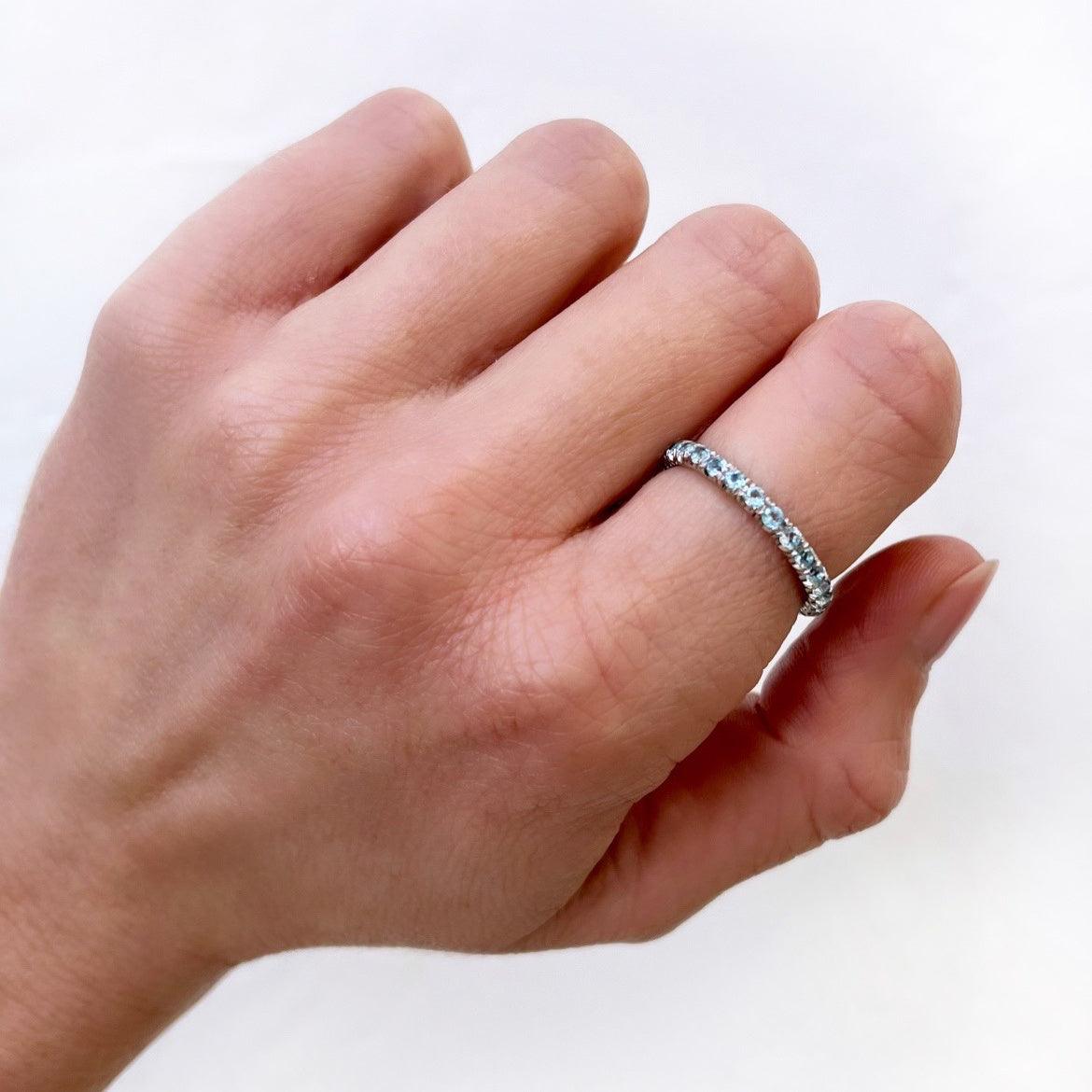 Sky Blue Topaz Eternity Band - Nashelle