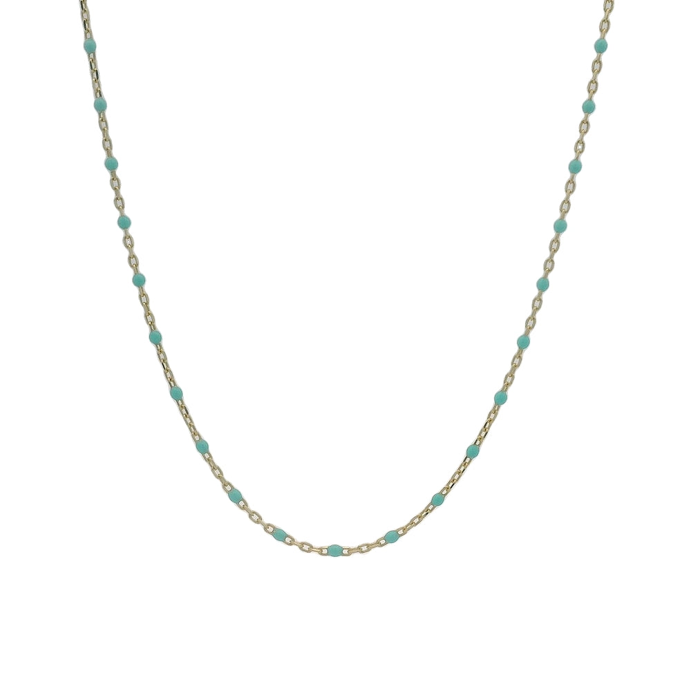 14k Enamel Necklace Aqua