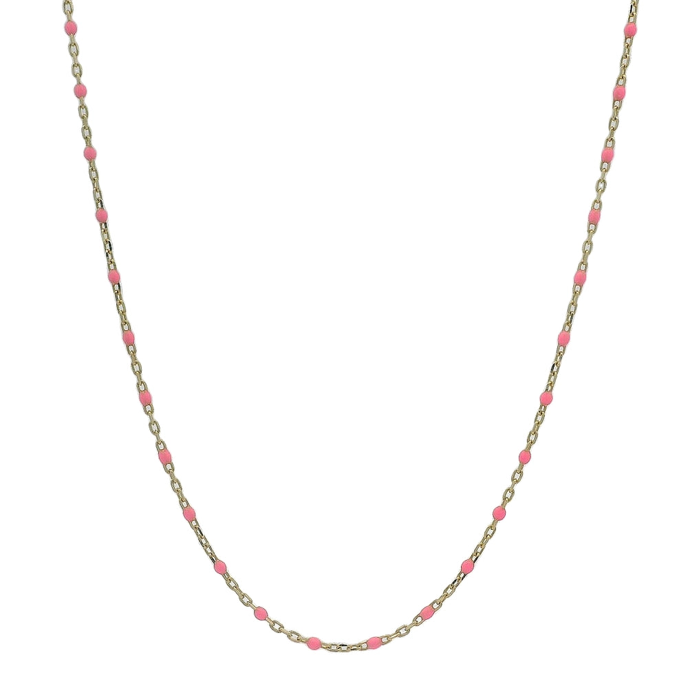 14k Enamel Necklace Pink