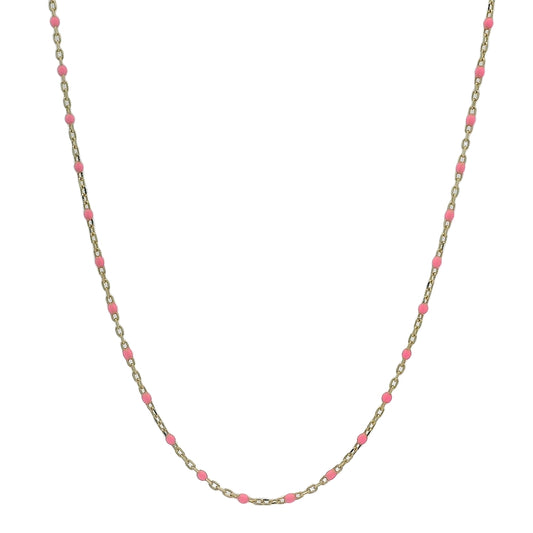 14k Darling Bead Necklace Pink