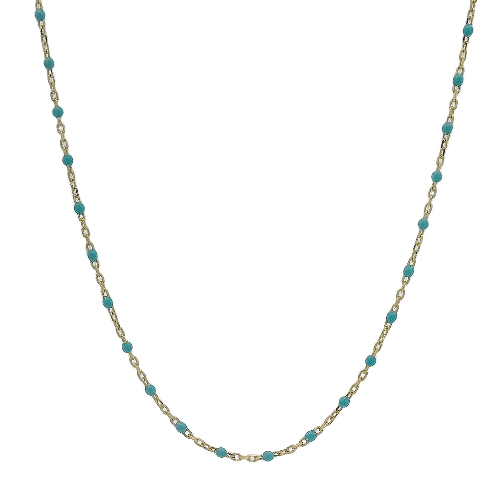 14k Enamel Necklace Dark Blue