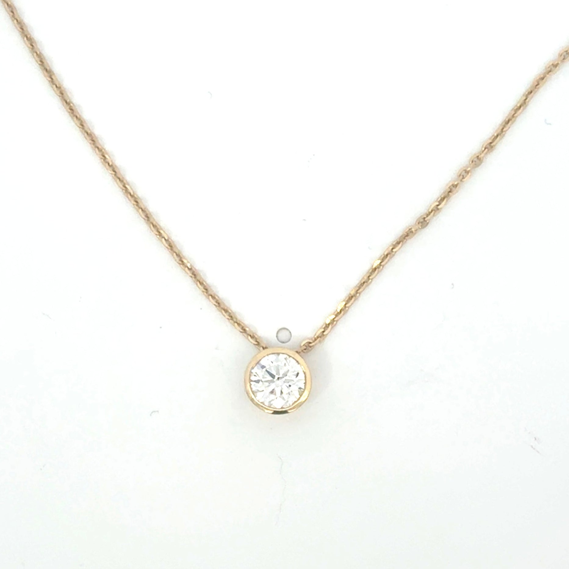 Round Cut Diamond Bezel Necklace