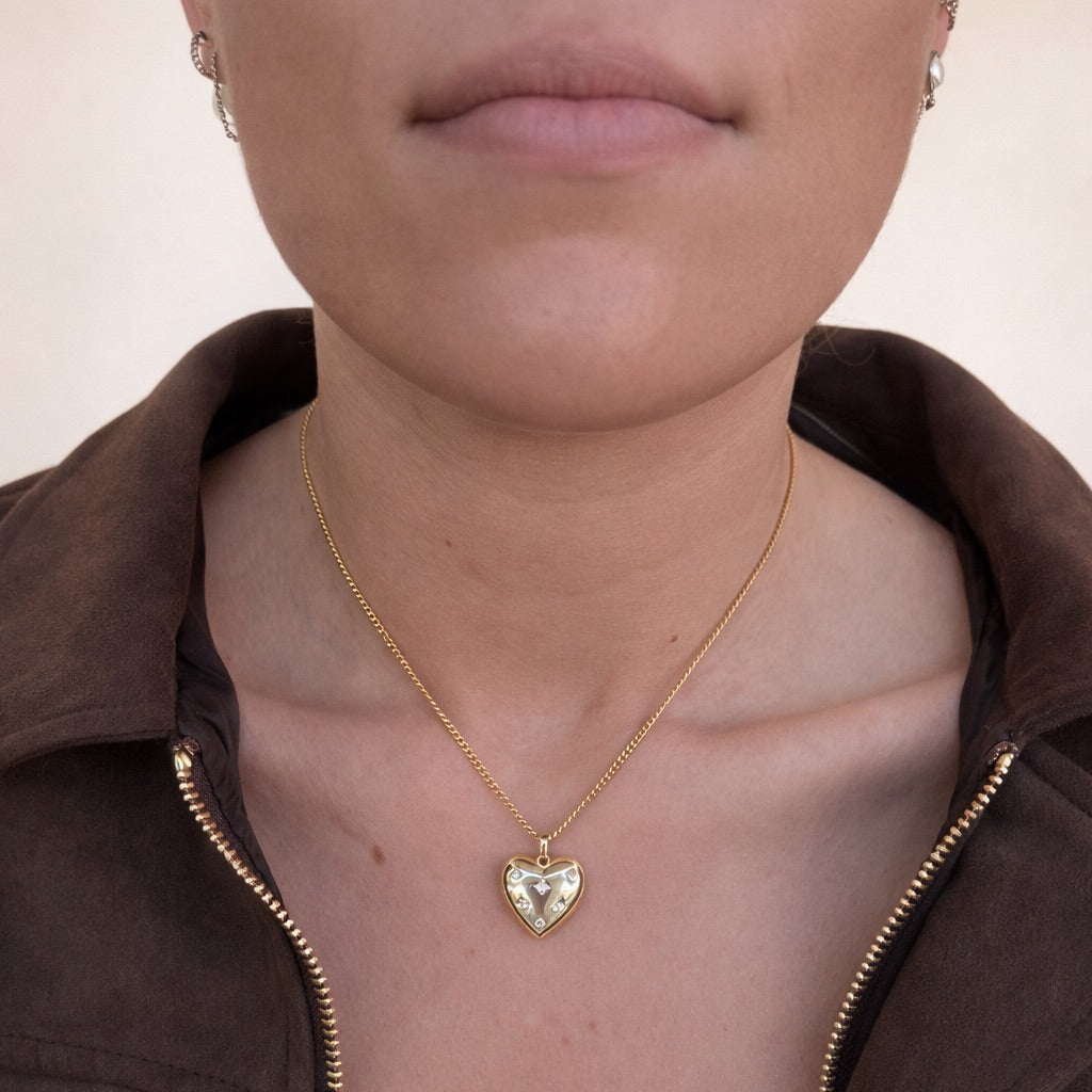 Cluster CZ Heart Locket Charm