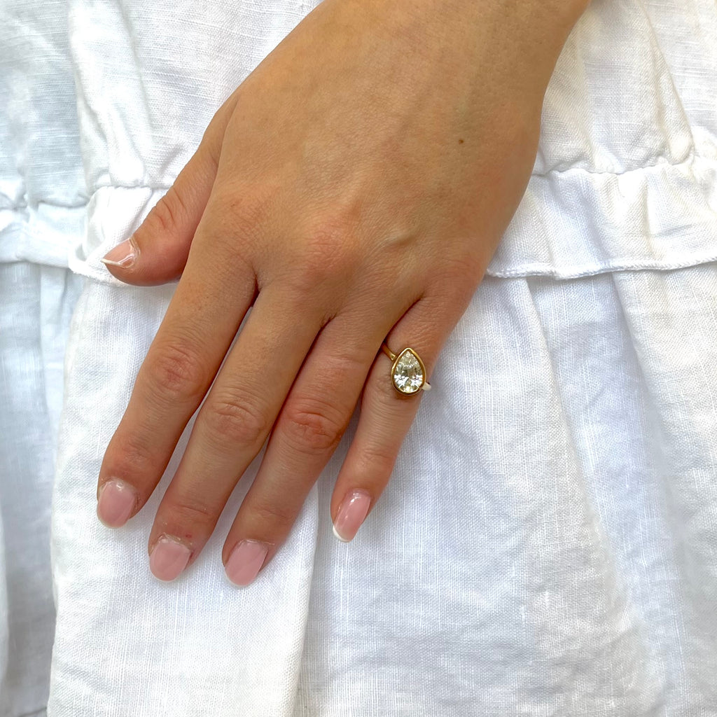 Teardrop Diamond Pinky Ring