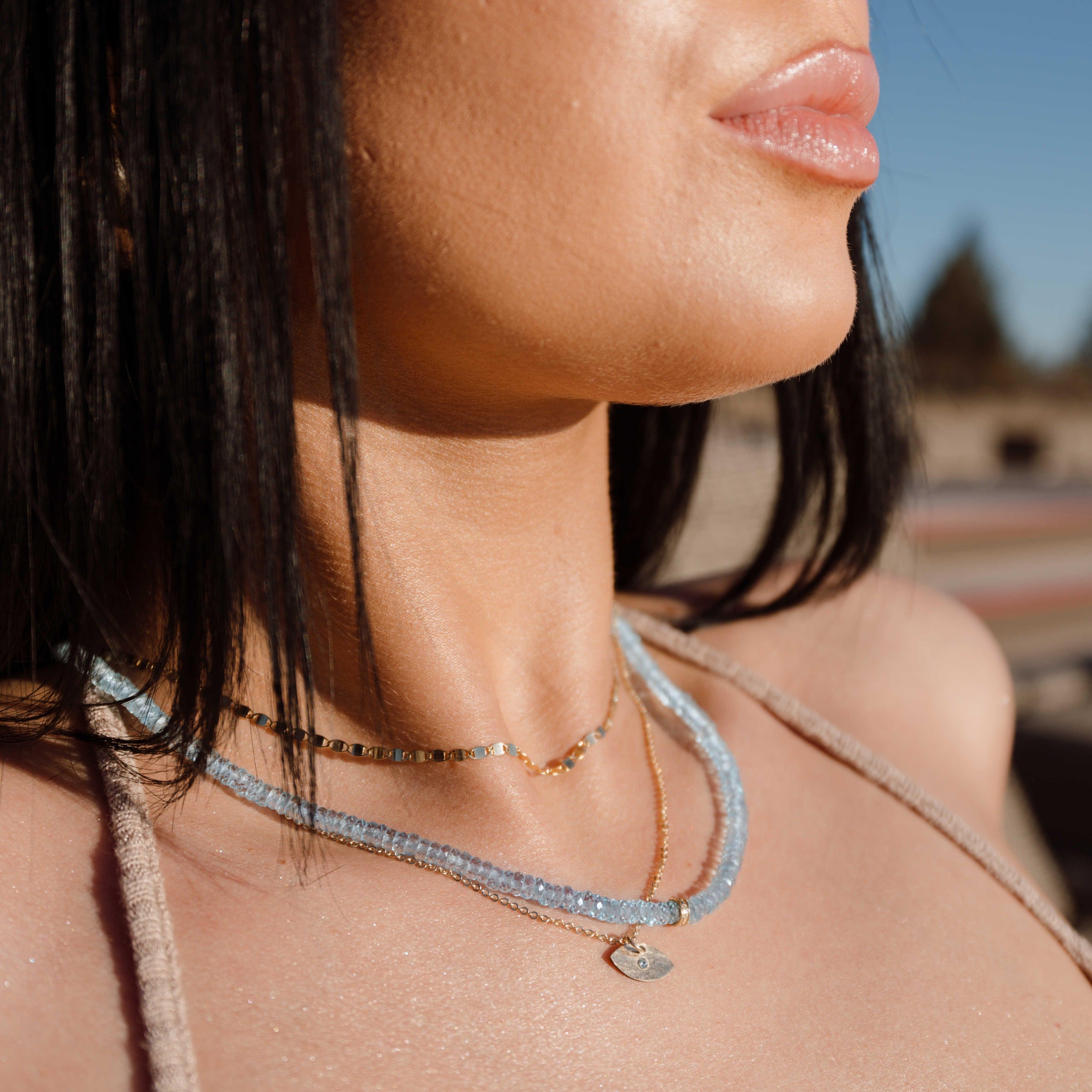 Blue Topaz with Diamond Necklace - Nashelle