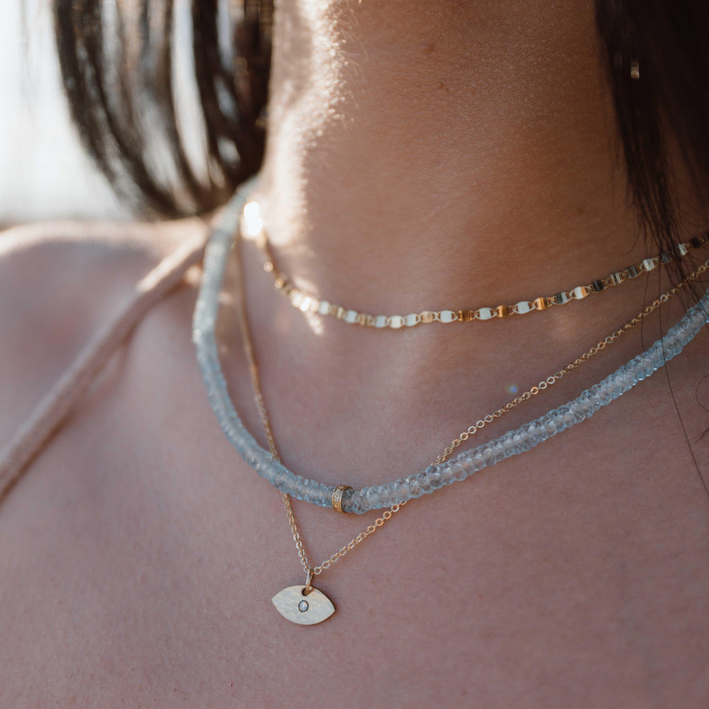 Blue Topaz with Diamond Necklace - Nashelle