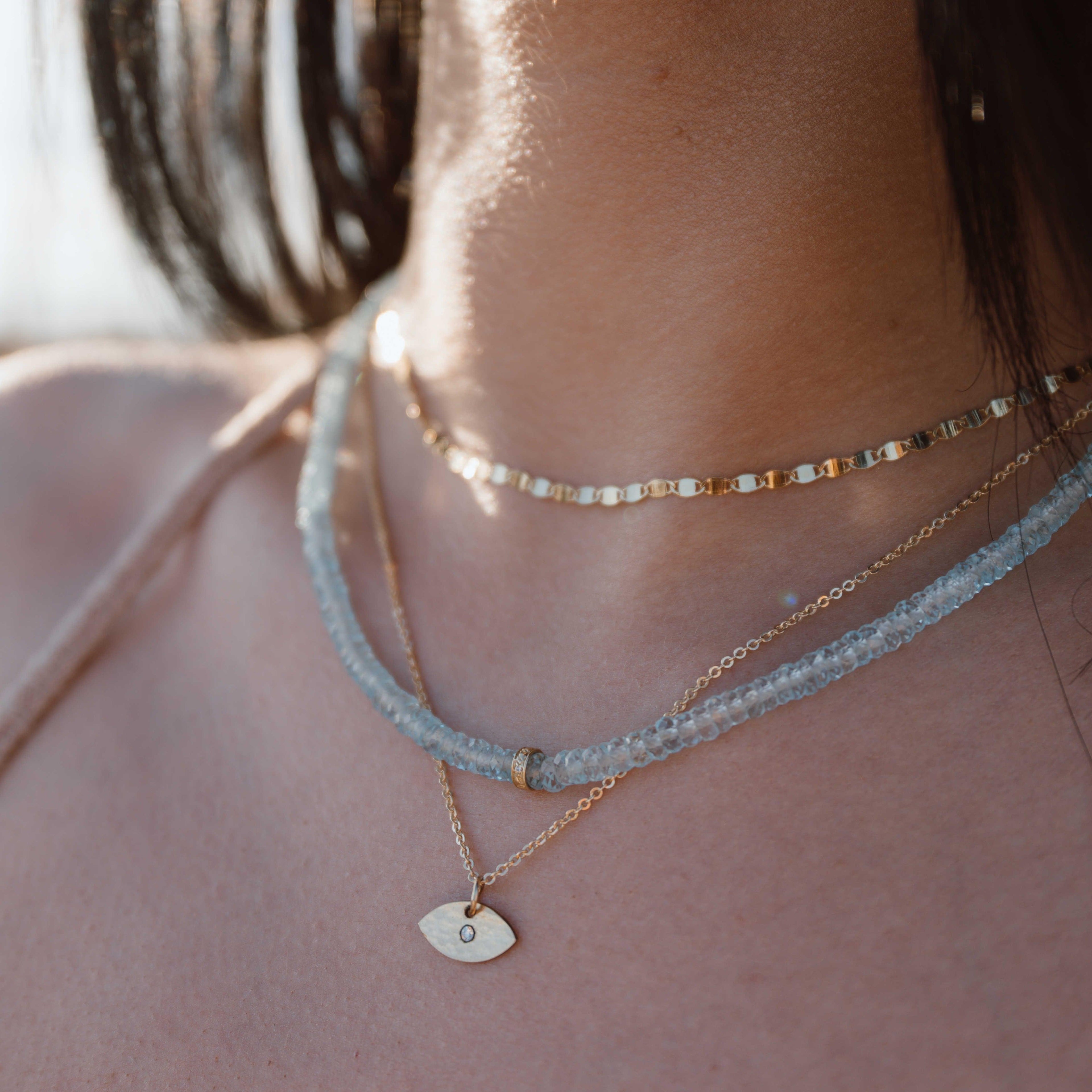 Blue Topaz with Diamond Necklace - Nashelle