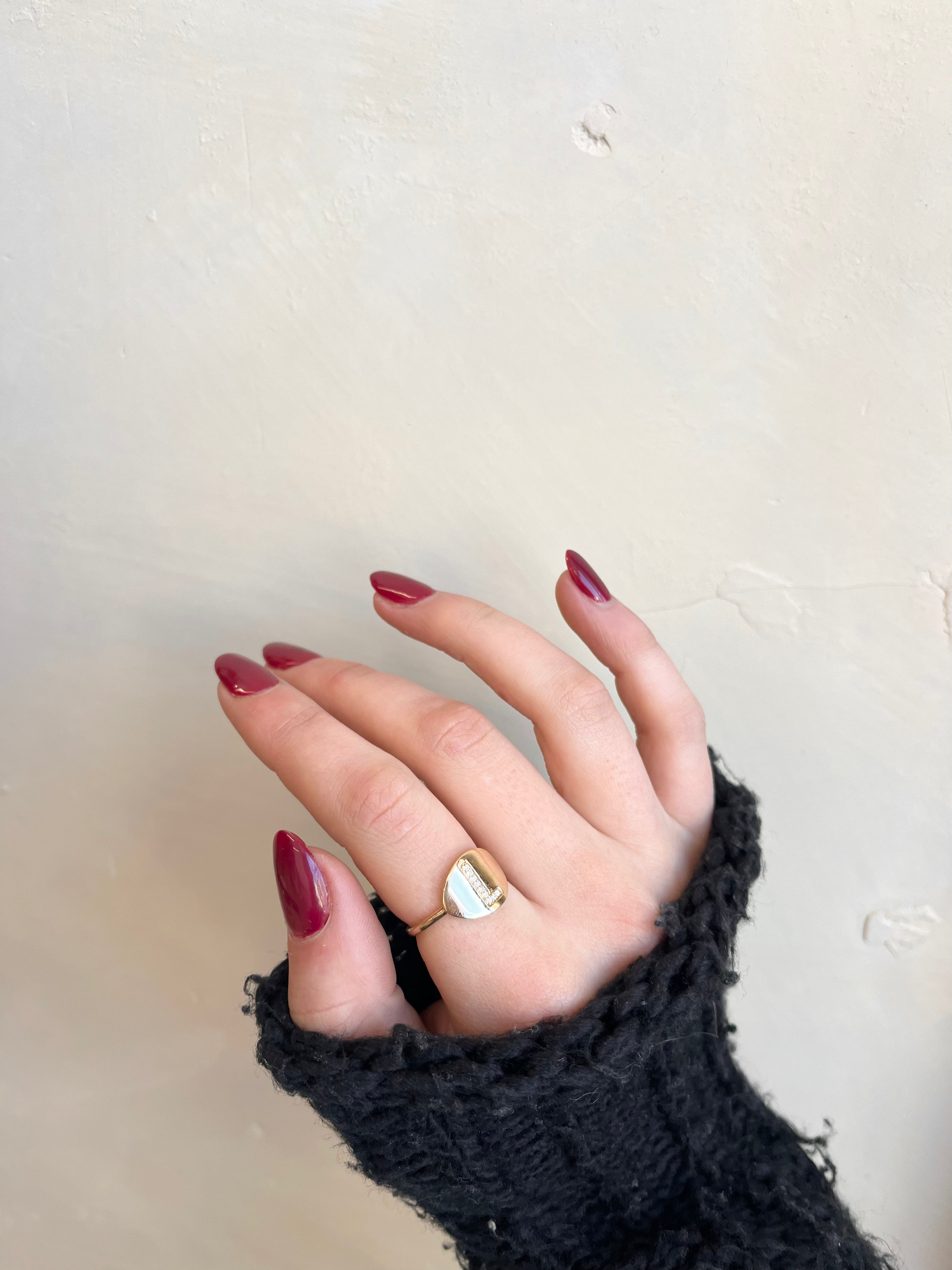 Diamond Initial Ring - Nashelle