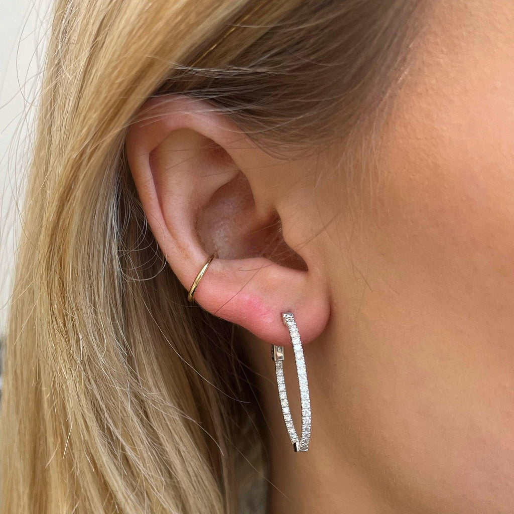 Diamond Oval Hoop Earrings - Nashelle