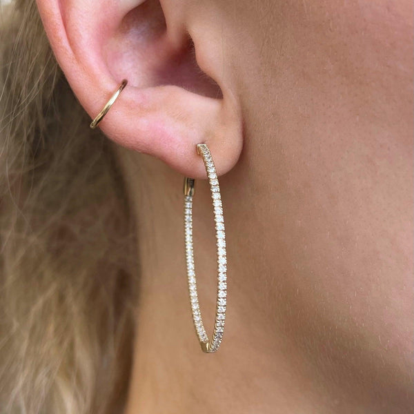 Diamond Oval Hoop Earrings - Nashelle