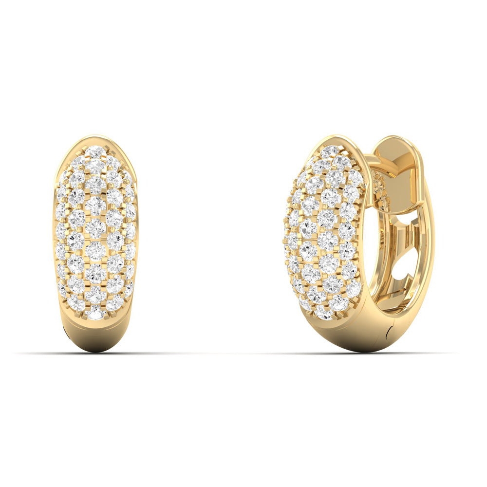 14K Gold Pavé Oval Huggie Earrings