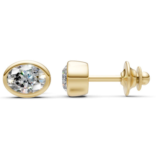Oval Diamond Stud Earrings