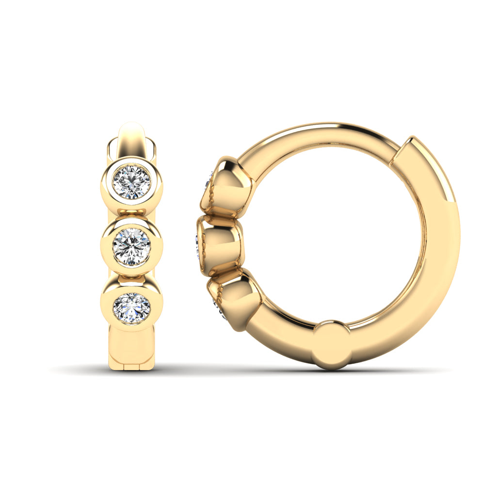 Trinity Bezel Set Diamond Huggies
