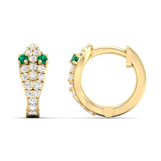 Emerald Snake Eyes Diamond Huggies