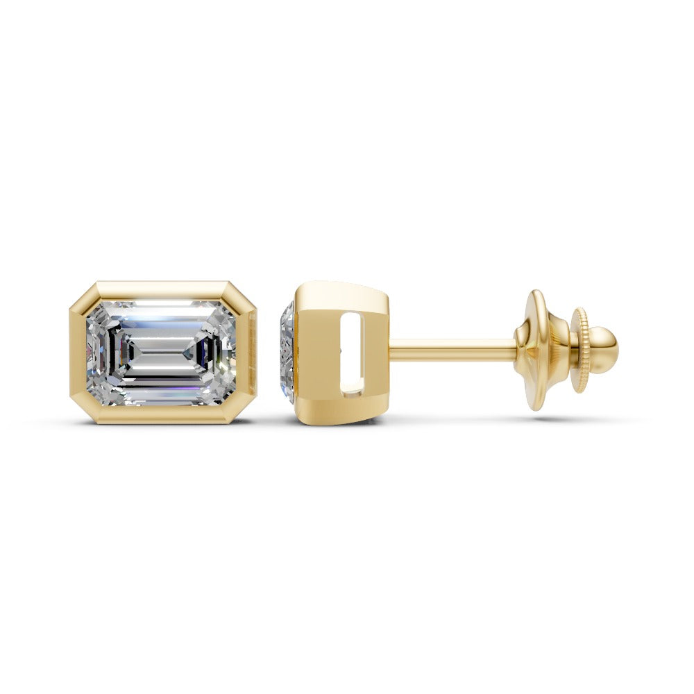 Emerald Cut Diamond Stud Earrings