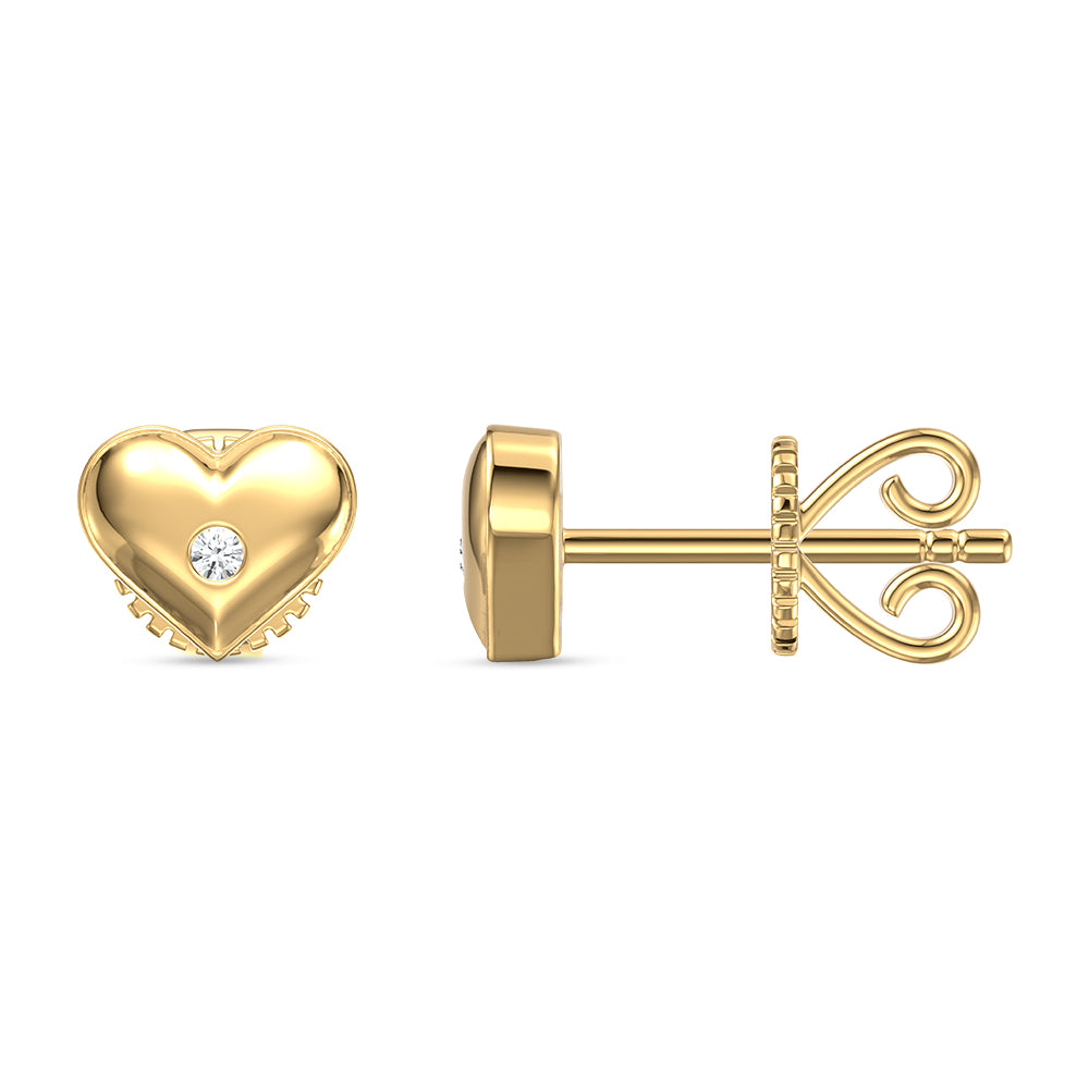 Diamond Heart Stud Earrings